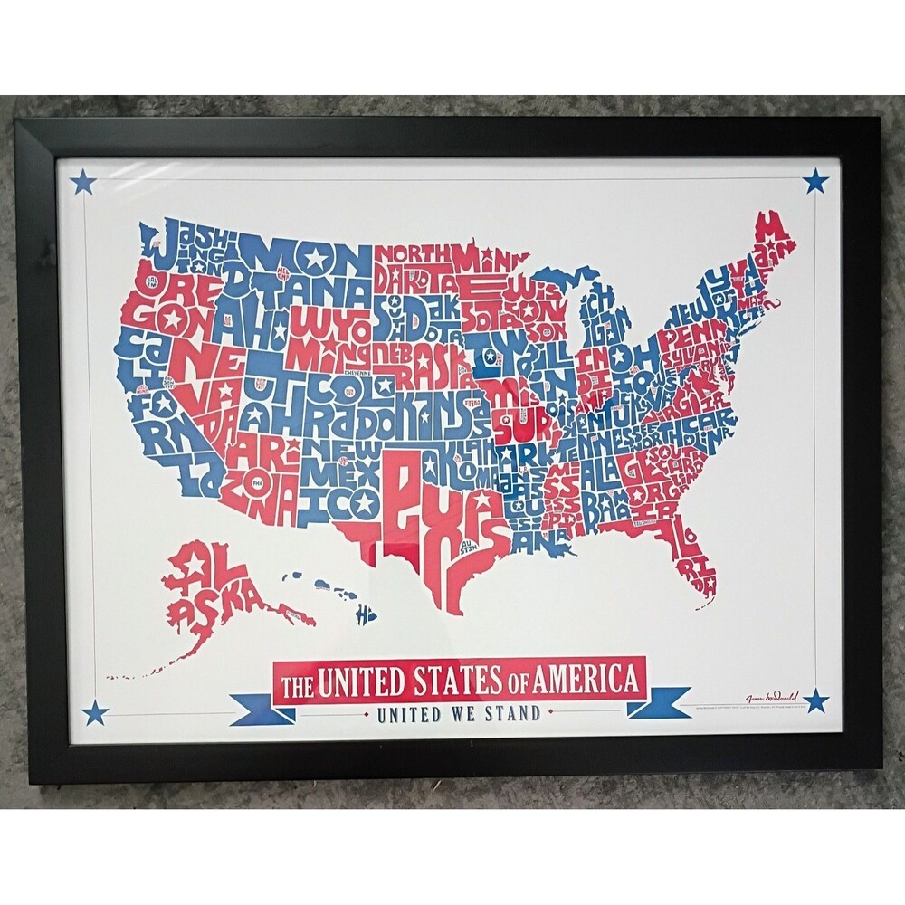James McDonald United States of America Framed Poster Illustrated Art USA 250